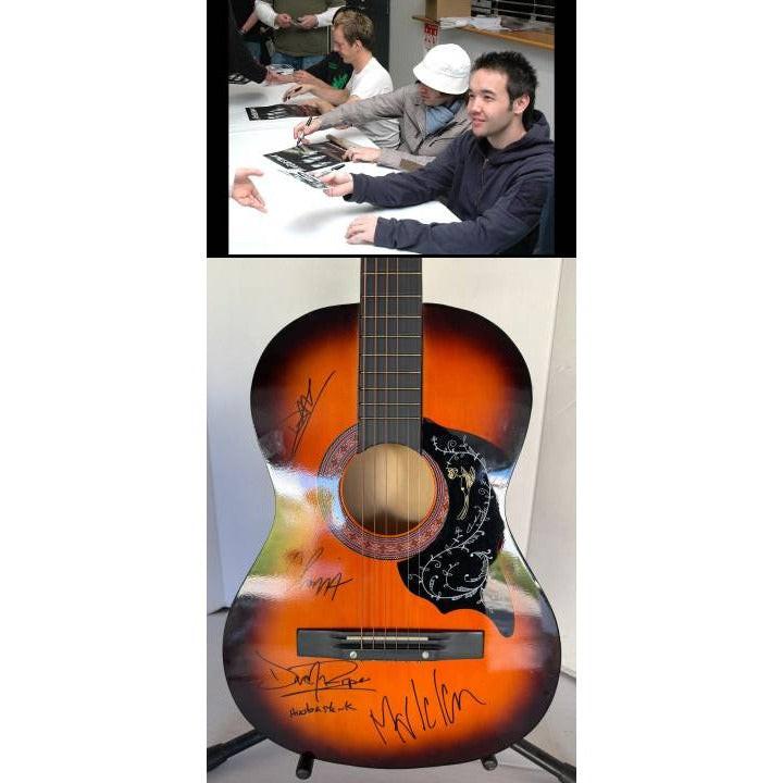 Hoobastank  Doug Robb, Dan Estrin,Chris Hesse, Markku Lappalainen vintage acoustic guitar signed with proof