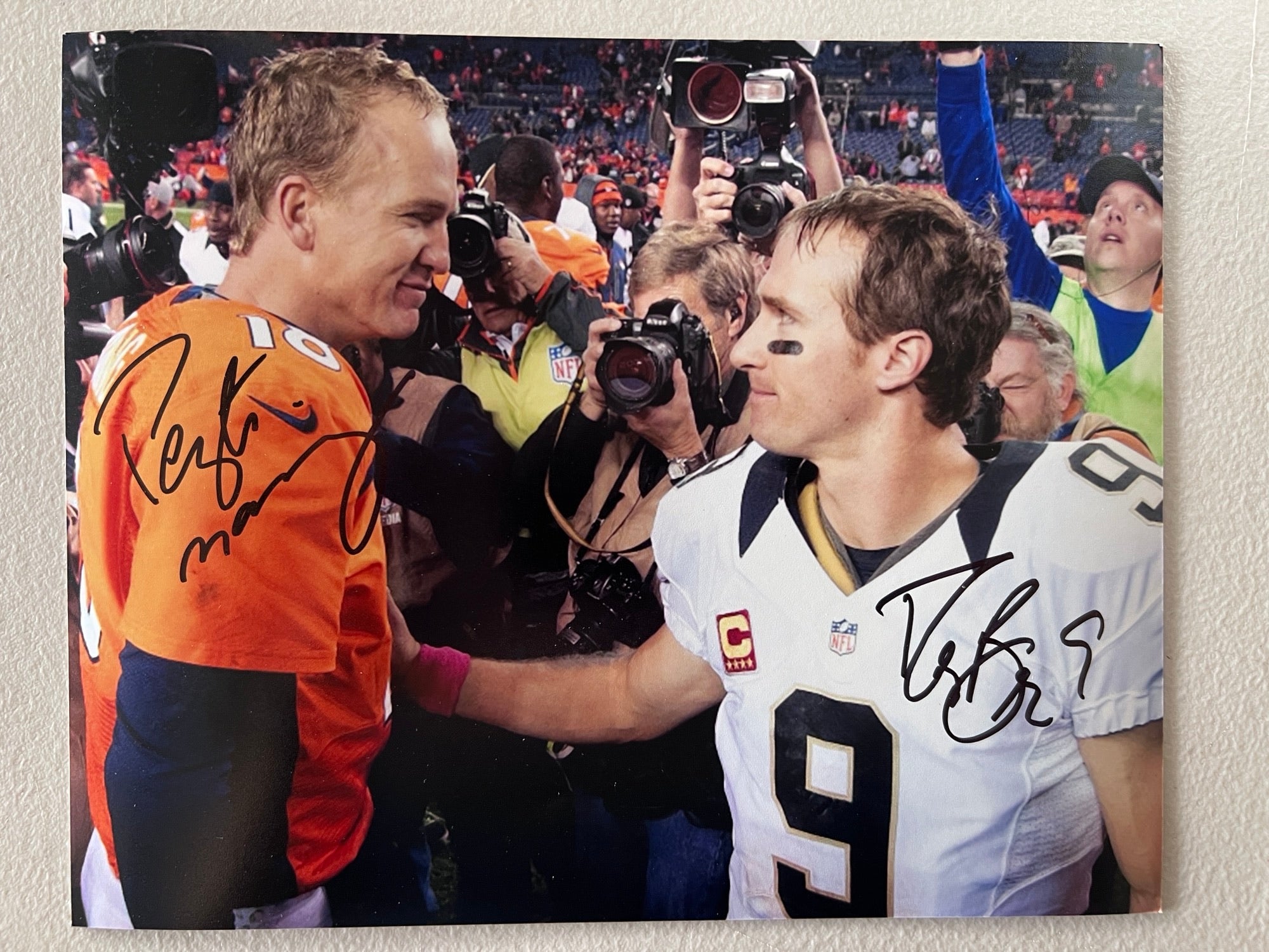 Drew Brees and Peyton Manning 8x10 photo signed with proof