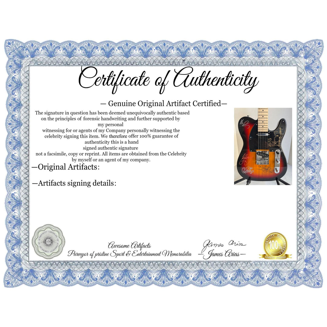 INXS Michael Hutchence full size Telecaster electric guitar signed with proof.