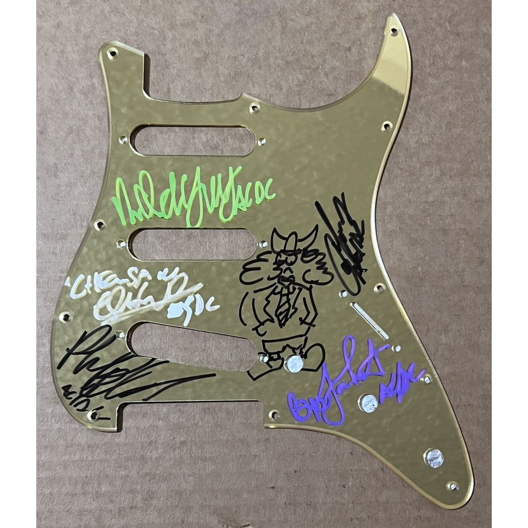 ACDC Angus Young Malcolm Young Brian Johnson Cliff Williams Phil Rudd stratocaster electric guitar pickguard signed with proof