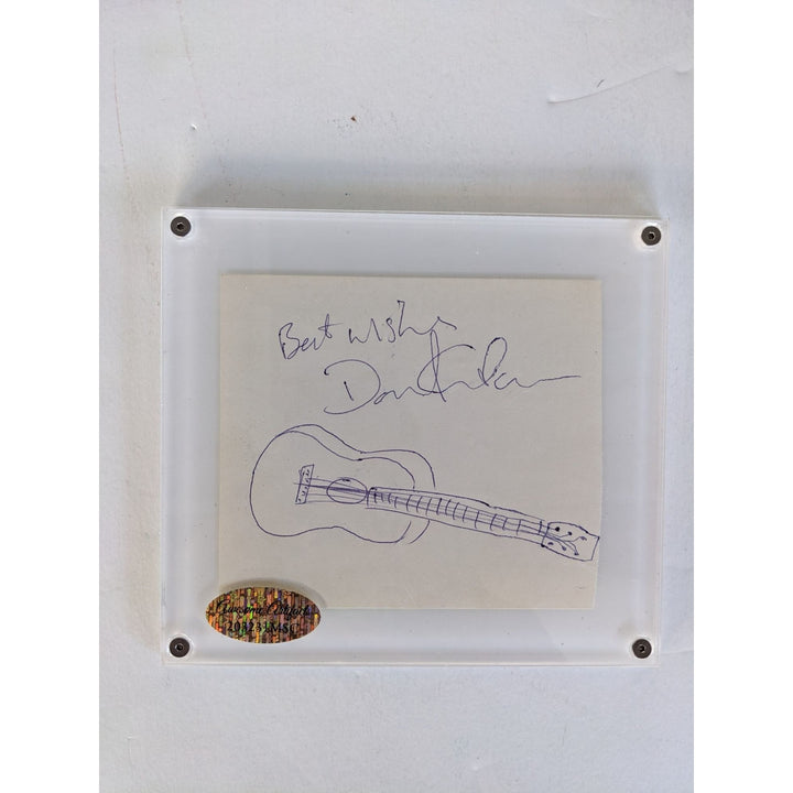 David Gilmour Pink Floyd with sketch (guitar) Vintage autograph book page signed with proof