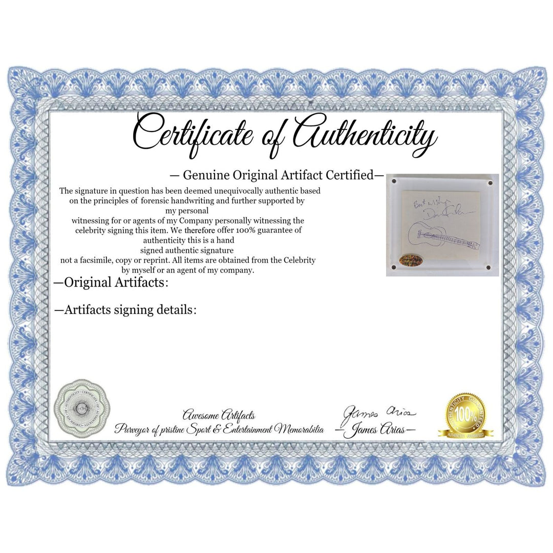 David Gilmour Pink Floyd with sketch (guitar) Vintage autograph book page signed with proof