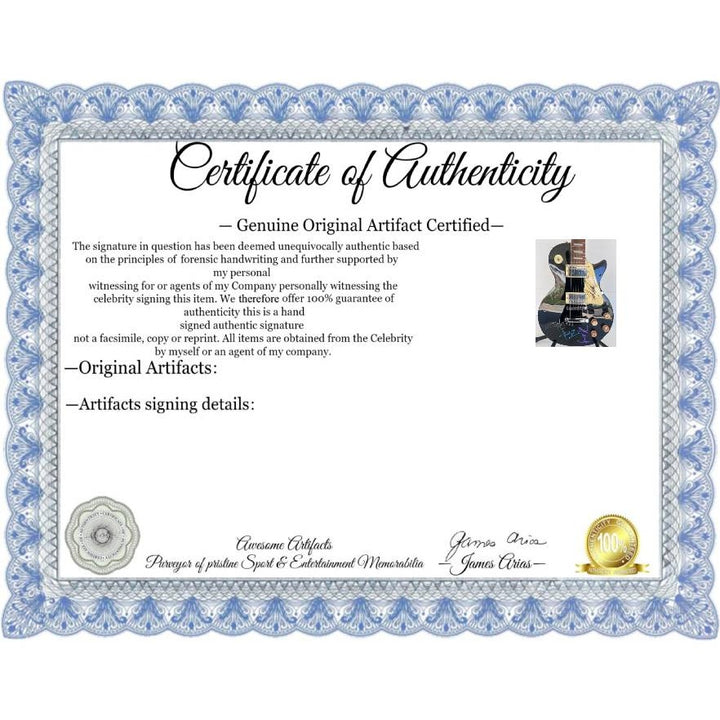 Chester Bennington, Mike Shinoda, Brad Delson, Dave Farrell, Joe Hahn, Rob Bourdon Linkin Park les paul full size electric guitar signed.