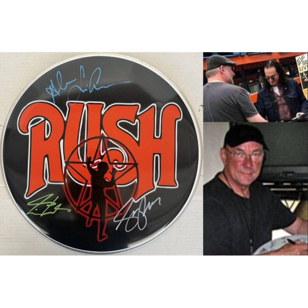 Rush Neil Peart Geddy Lee Alex Lifeson drumhead signed with proof..