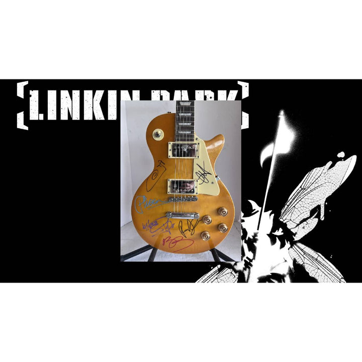 Chester Bennington Linkin Park band full size Les Paul electric guitar signed with proof