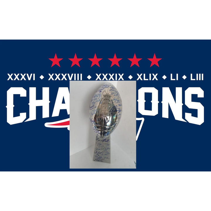 New England Patriots Super Bowl Champs Tom Brady Rob Gronkowski Bill Belichick signed Lombardi trophy with proof