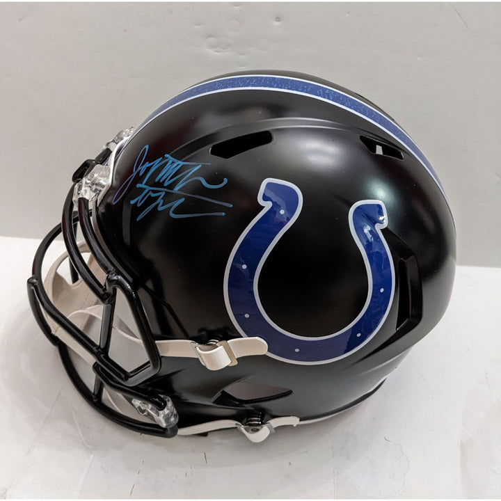 Daniel Jones NFL MVP candidate & rushing leader Indianapolis Colts 2025 Riddell speed full size (black matte) helmet signed with proof