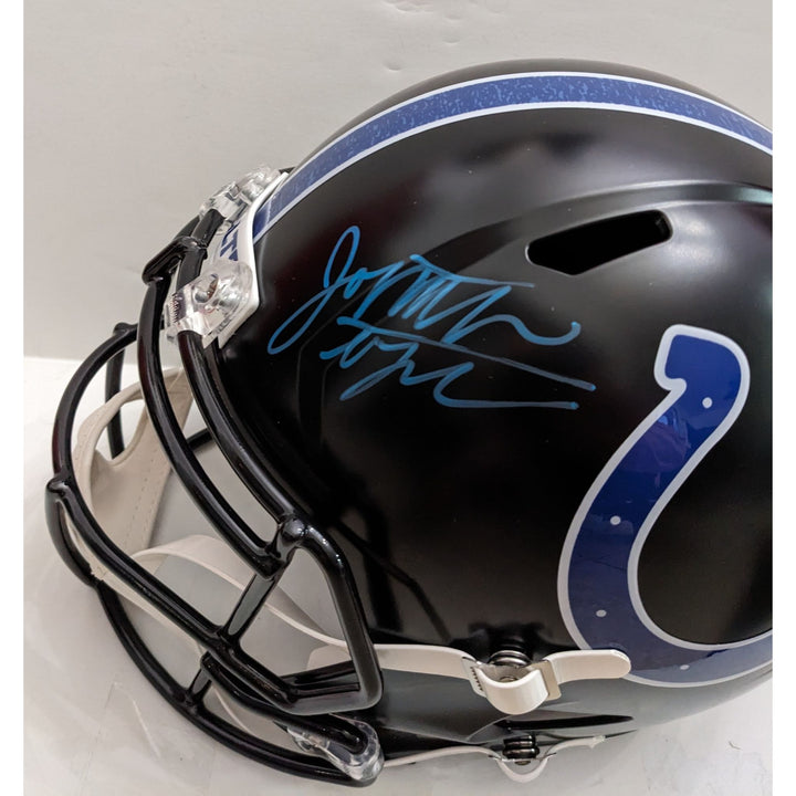 Daniel Jones NFL MVP candidate & rushing leader Indianapolis Colts 2025 Riddell speed full size (black matte) helmet signed with proof