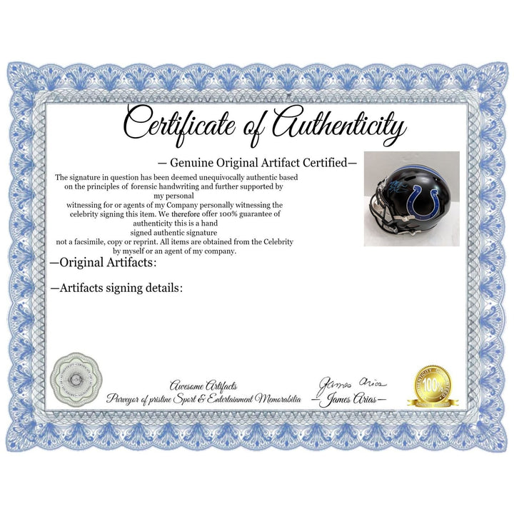 Daniel Jones NFL MVP candidate & rushing leader Indianapolis Colts 2025 Riddell speed full size (black matte) helmet signed with proof