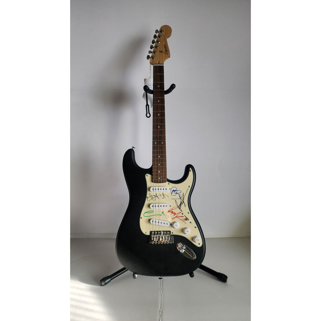 Chester Bennington, Mike Shinoda, Brad Delson, Dave Farrell, Joe Hahn, Rob Bourdon, Linkin Park, Fender telecaster electric guitar signed with proof