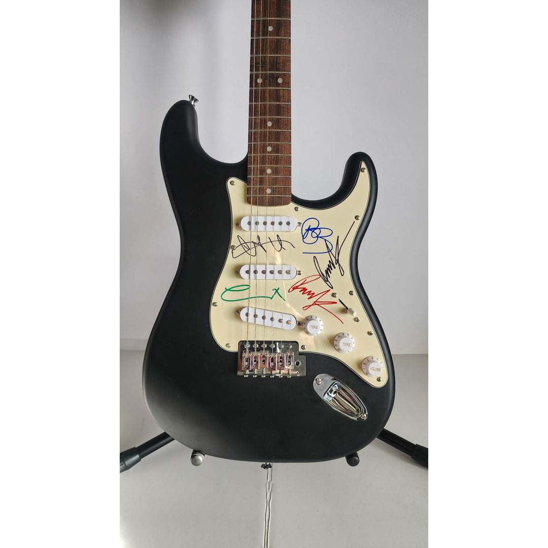 Chester Bennington, Mike Shinoda, Brad Delson, Dave Farrell, Joe Hahn, Rob Bourdon, Linkin Park, Fender telecaster electric guitar signed with proof
