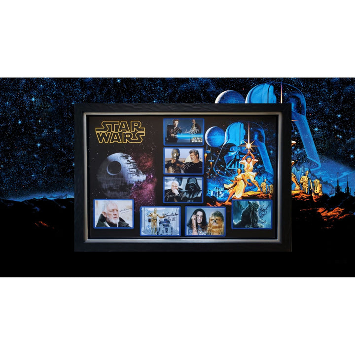 George Lucas Samuel L Jackson Harrison Ford Mark Hamill James Earl Jones photo framed and signed with proof Awesome Artifacts