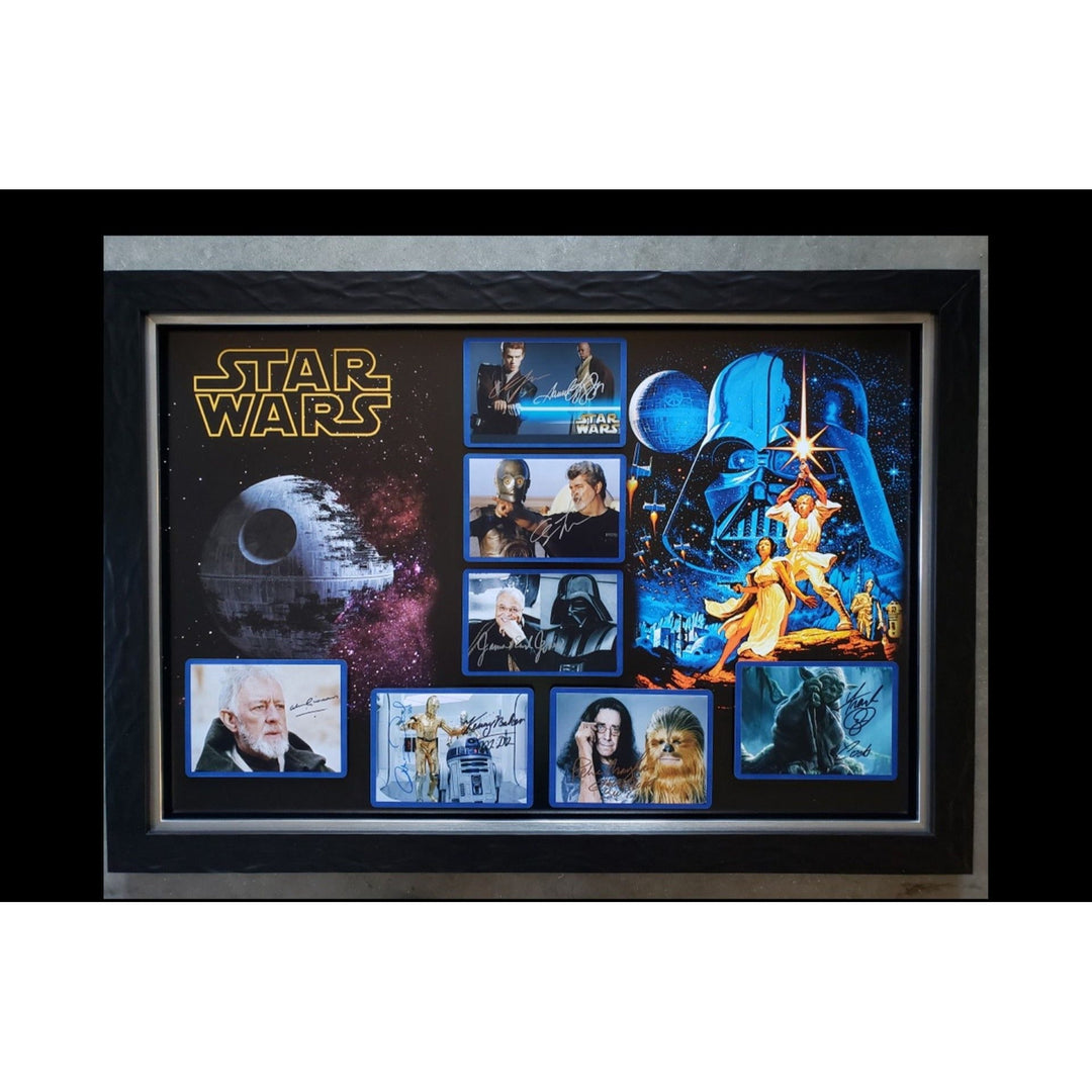 George Lucas Samuel L Jackson Harrison Ford Mark Hamill James Earl Jones photo framed and signed with proof Awesome Artifacts