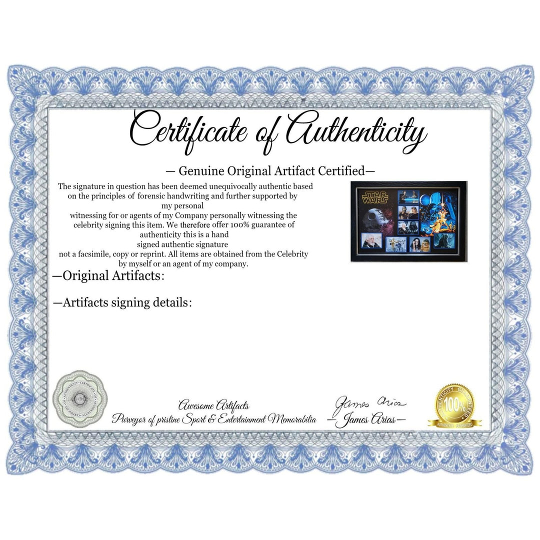 George Lucas Samuel L Jackson Harrison Ford Mark Hamill James Earl Jones photo framed and signed with proof Awesome Artifacts