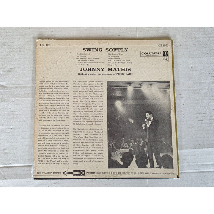 Johnny Mathis ''Swing Softly'' LP signed with proof.