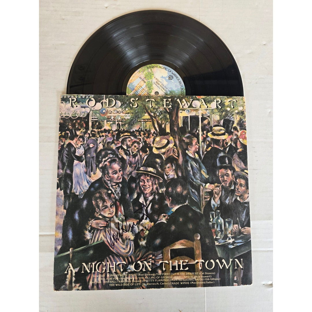 Rod Stewart ''A night on the Town'' LP signed with proof.