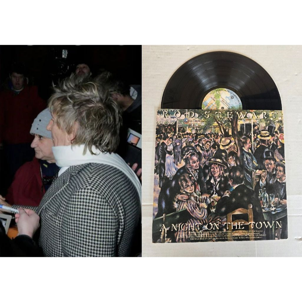 Rod Stewart ''A night on the Town'' LP signed with proof.