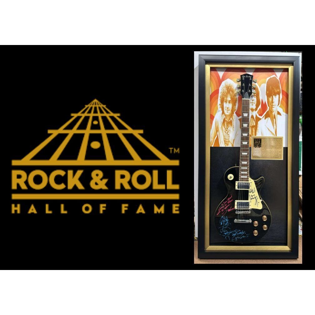 Yardbirds Jeff Beck Jimmy Page & Eric Clapton full size vintage les paul guitar signed with proof & museum quality frame