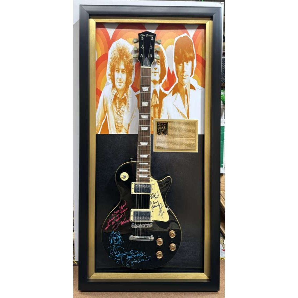 Yardbirds Jeff Beck Jimmy Page & Eric Clapton full size vintage les paul guitar signed with proof & museum quality frame