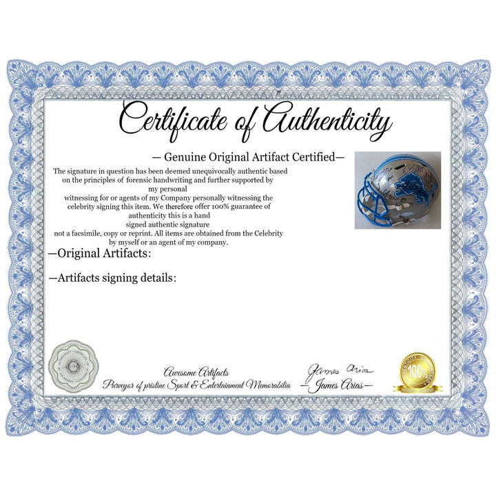 Jahmyr Gibbs, Jared Goff, Aidan Hutchinson, Dan Campell, Amon St. Brown & David Montgomery Detroit Lions Riddell full size helmet signed