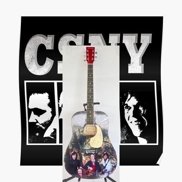 "CSNY" David Crosby Sphen Stills, Graham Nash, & Neil Young one of a kind full size acoustic guitar signed with proof