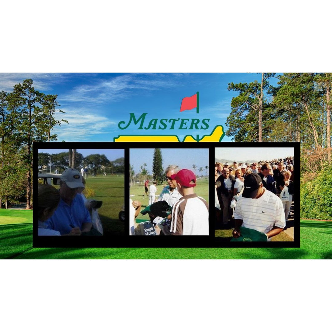 Masters Green Jacket Tiger Woods Arnold Palmer Jack Nicklaus signed with proof  in museum quality frame.