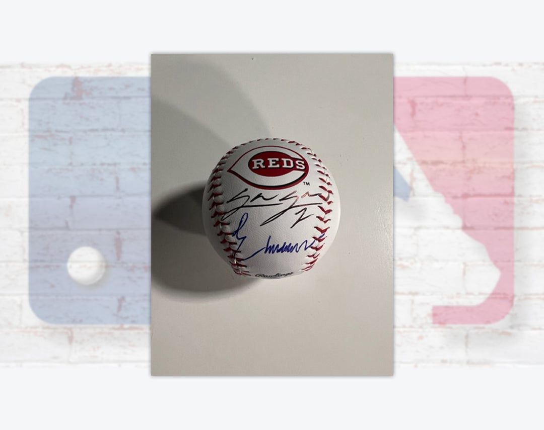 Elly De La Cruz, Spencer Steer Cincinnati Reds Rawlings MLB Baseball signed with proof and free acrylic display case