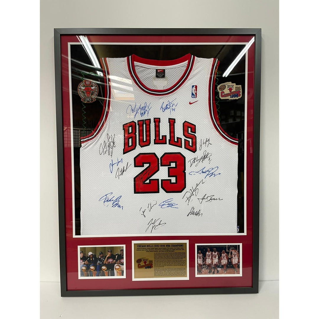 Chicago Bulls 1995-1996 (first team in NBA History to win 70 games) Michael Jordan Chicago Bulls Nike team signed jersey with proof and muse.