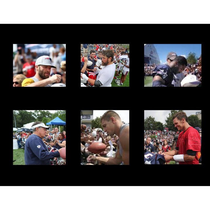 New England Patriots Tom Brady, Rob Gronkowski, Julian Edelman, Robert Kraft, Bill Belichick, 2016-17 team signed Super Bowl champs