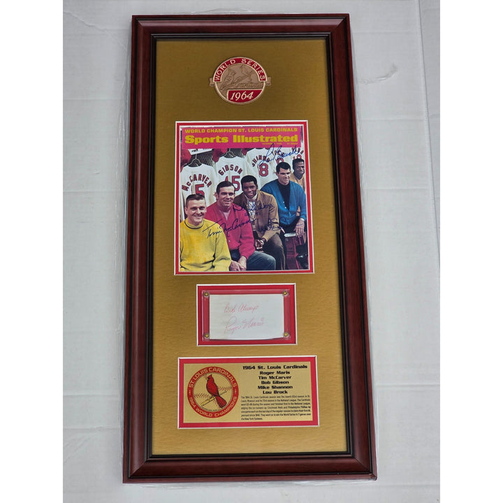 St. Louis Cardinals 1964 Roger Maris,  Tim McCarver, Bob Gibson,  Mike Shannon & Lou Brock 18x33 framed with proof.