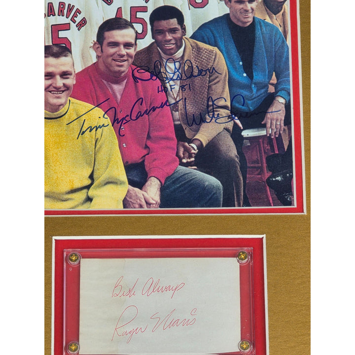 St. Louis Cardinals 1964 Roger Maris,  Tim McCarver, Bob Gibson,  Mike Shannon & Lou Brock 18x33 framed with proof.