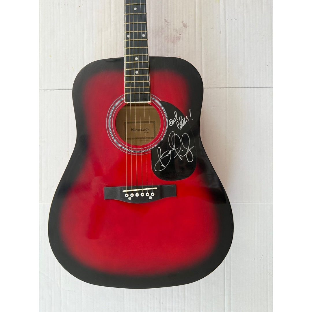 Brad Paisley very rare acoustic guitar with sketch signed with proof.