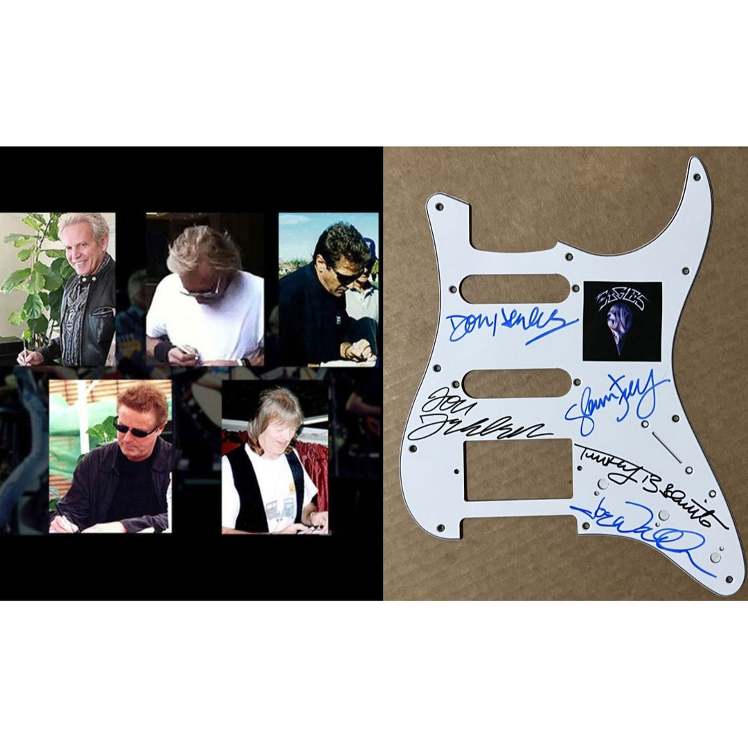 Don Henley, Joe Walsh, Glenn Frey, Don Felder, the Eagles pickguard signed with proof