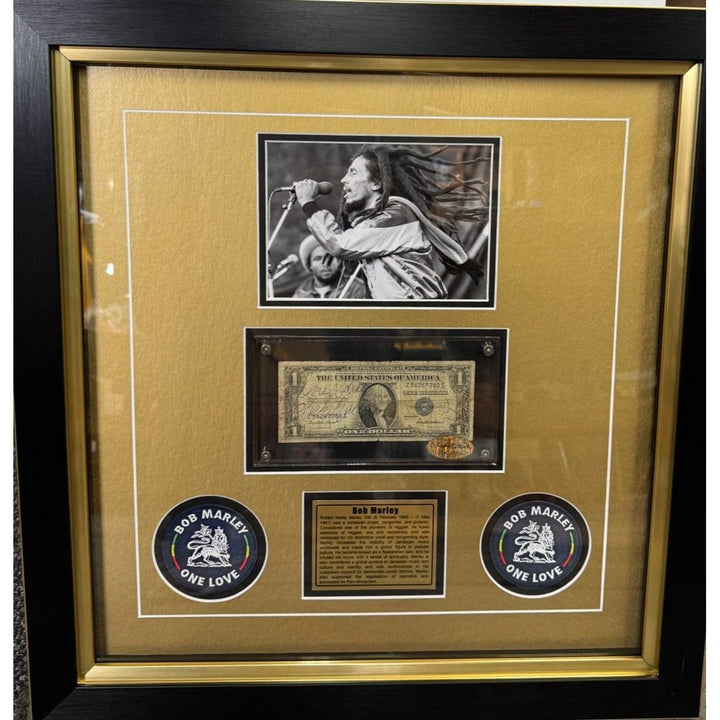 Bob Marley iconic reggae King 1939 silver certificate signed with proof 19x20 Museum quality frame Awesome Artifacts