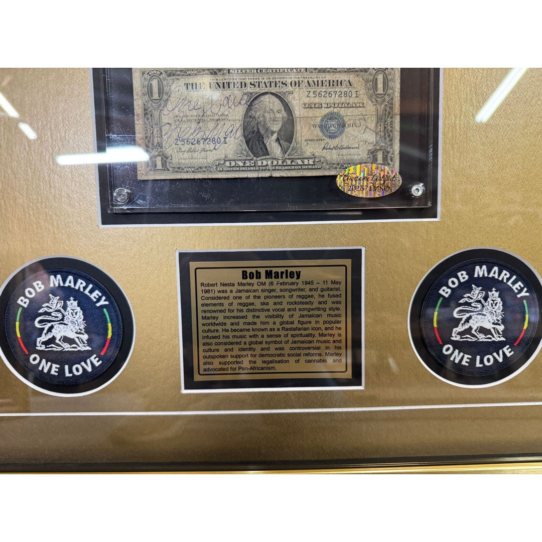 Bob Marley iconic reggae King 1939 silver certificate signed with proof 19x20 Museum quality frame Awesome Artifacts