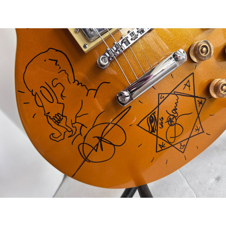 Tool Maynard James Keenan Danny Carey Justin Chancellor Adam Jones Les Paul Gold top full size electric guitar signed with proof