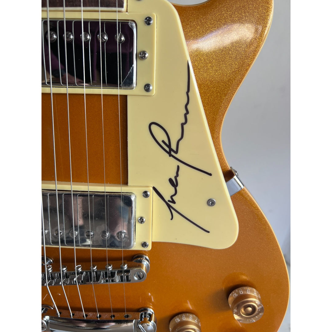 Tool Maynard James Keenan Danny Carey Justin Chancellor Adam Jones Les Paul Gold top full size electric guitar signed with proof