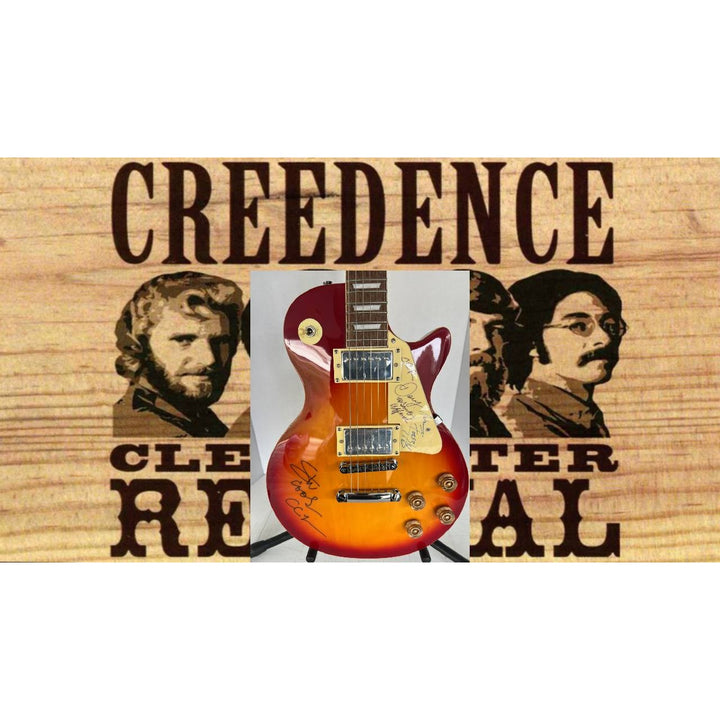 CCR John Fogerty Doug Clifford Stu Cook  les paul electric guitar signed with proof