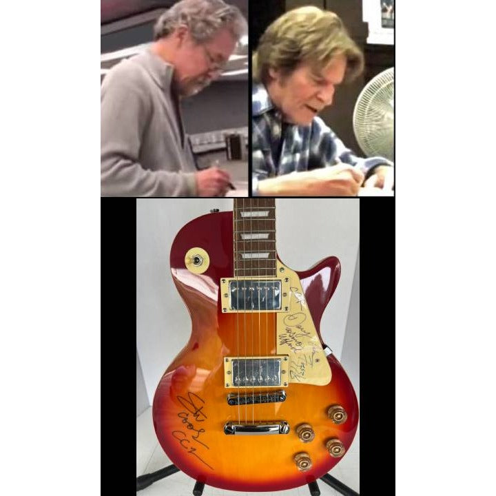 CCR John Fogerty Doug Clifford Stu Cook  les paul electric guitar signed with proof