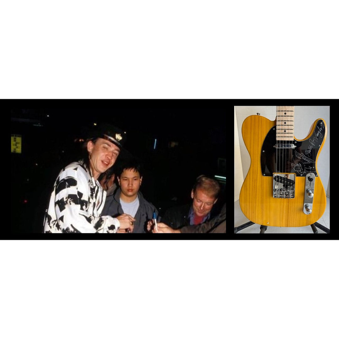 Stevie Ray Vaughan full size telecaster electric guitar signed with proof and sketch.