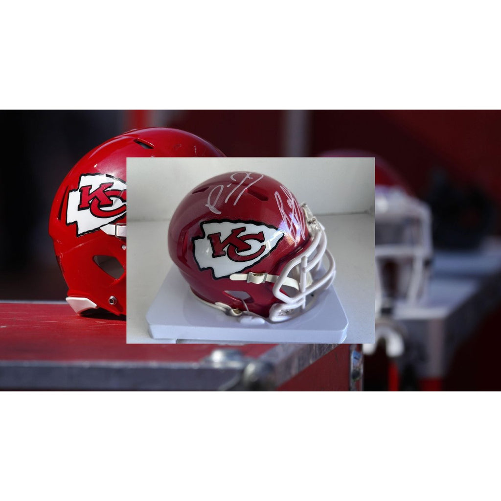 Patrick Mahomes Rashee Rice Kansas City Chiefs Riddell mini helmet signed with proof