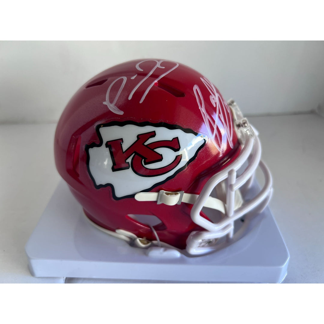 Patrick Mahomes Rashee Rice Kansas City Chiefs Riddell mini helmet signed with proof