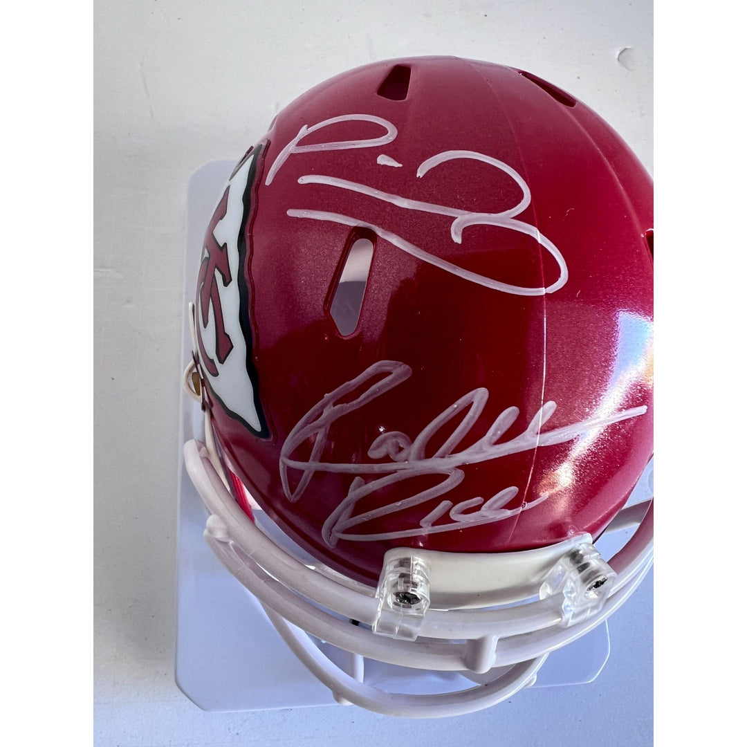 Patrick Mahomes Rashee Rice Kansas City Chiefs Riddell mini helmet signed with proof