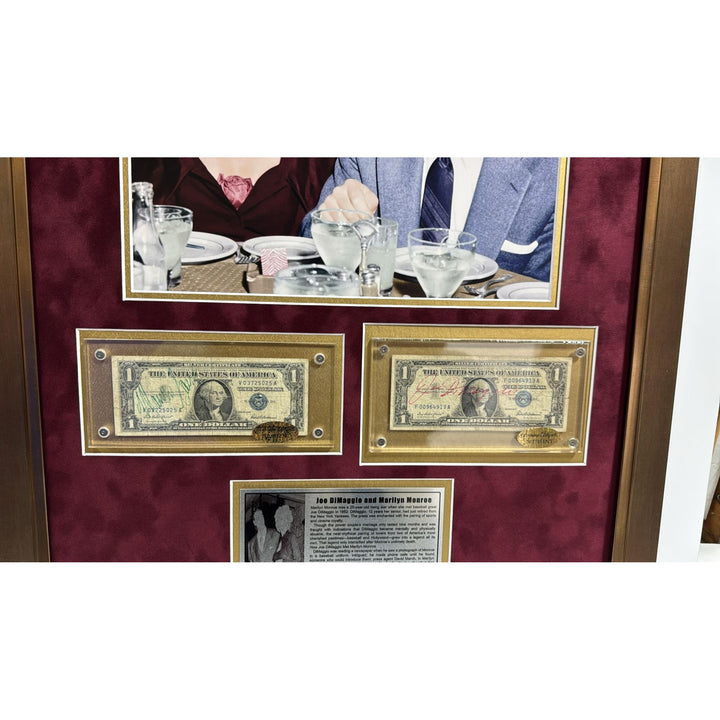 Joe Dimaggio and Marilyn Monroe 1939 silver certificates signed