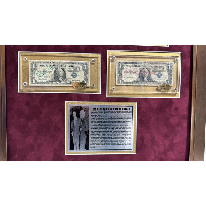 Joe Dimaggio and Marilyn Monroe 1939 silver certificates signed