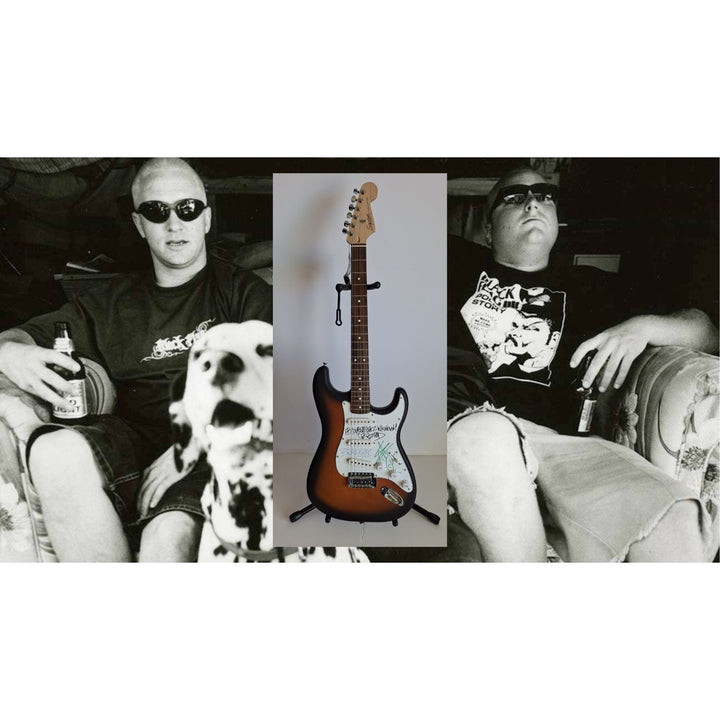 Bradley Nowell, Bud Gaugh, Eric Wilson, Sublime, Fender Stratocaster Squier electric guitar signed with proof