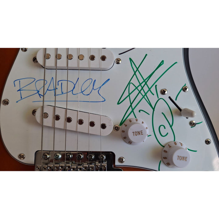 Bradley Nowell, Bud Gaugh, Eric Wilson, Sublime, Fender Stratocaster Squier electric guitar signed with proof