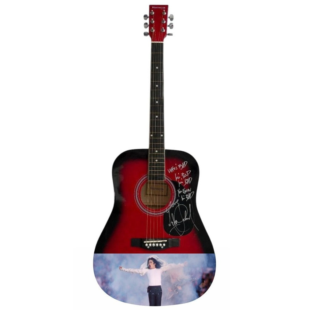 Michael Jackson signed with inscription One of a Kind full size acoustic guitar signed with proof.