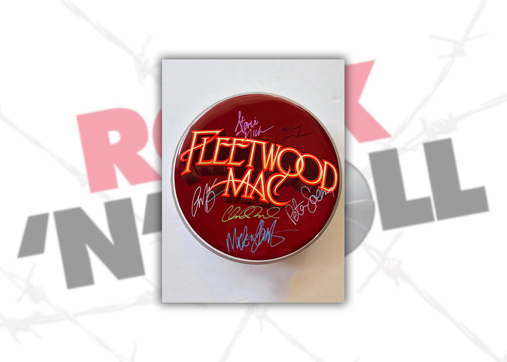 Fleetwood Mac one-of-a-kind drumhead signed with proof