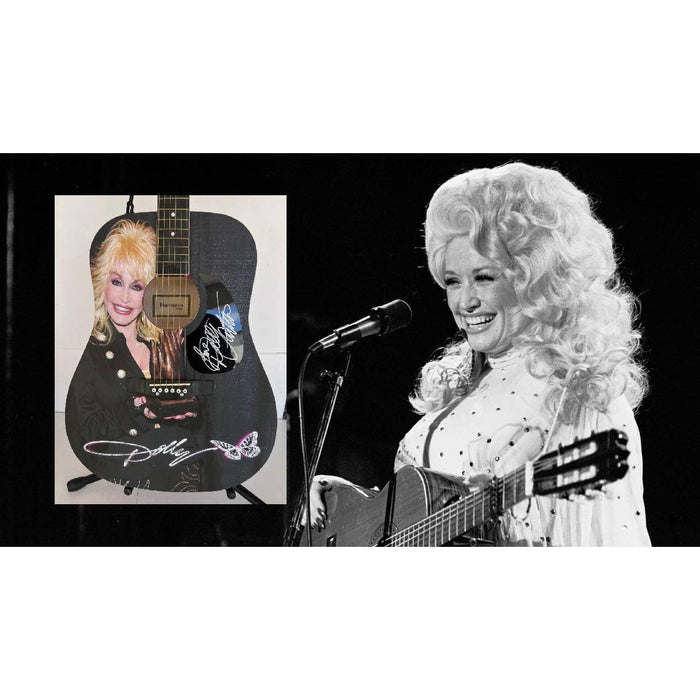 Dolly Parton (one of a kind ) full size acoustic guitar signed with proof 